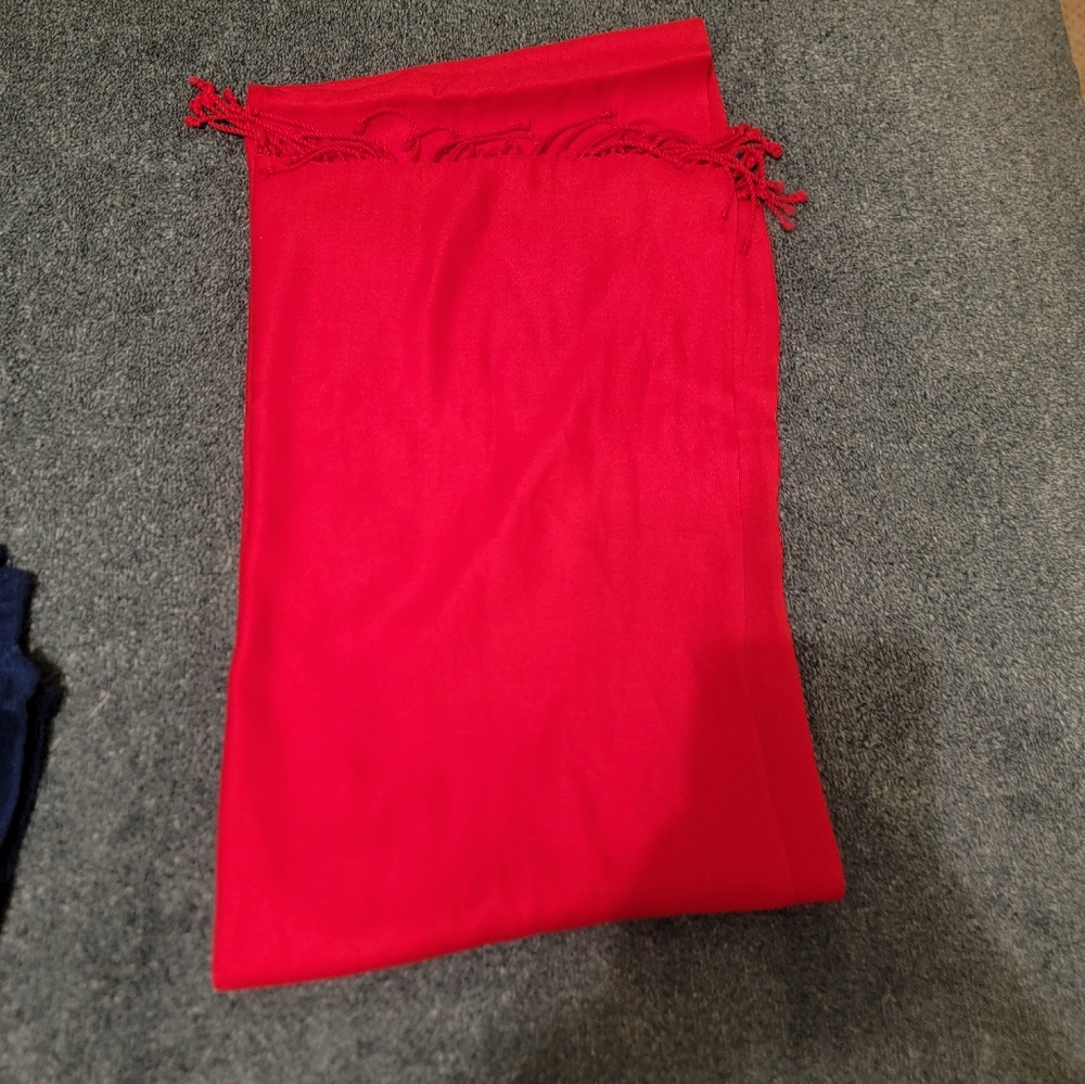 Vibrant Red Pashmina Scarf with Fringe